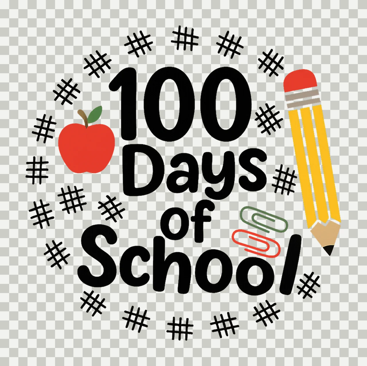 100 Days of School Back to School Design 100th Day Pencil transparency and detail preview thumbnail