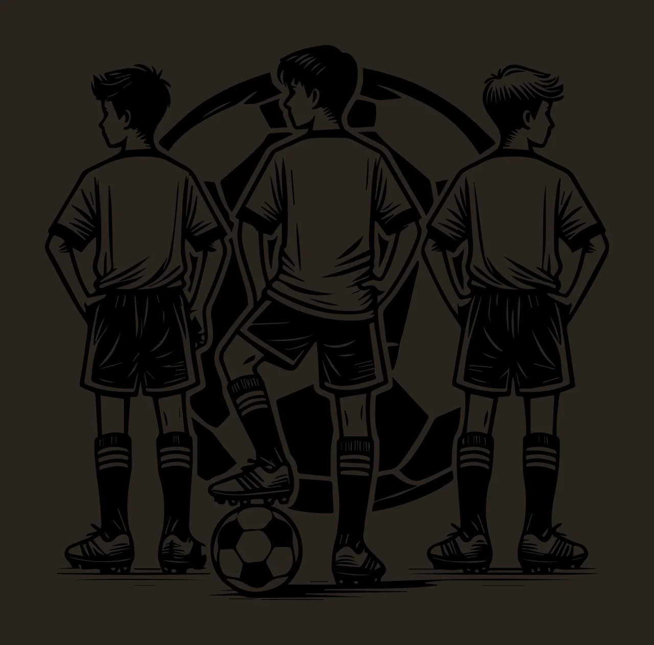 Soccer Ball Players Around A Graphic standing black white sport contrast preview thumbnail