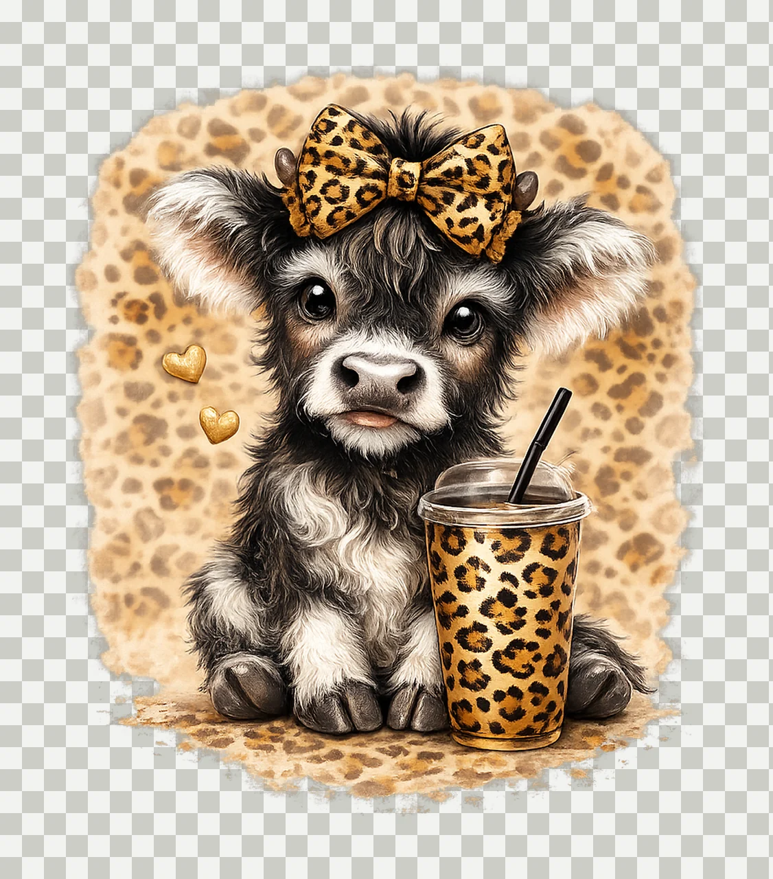 Cute Highland Cow Valentines Day Western Retro Heart Love transparency and detail preview thumbnail