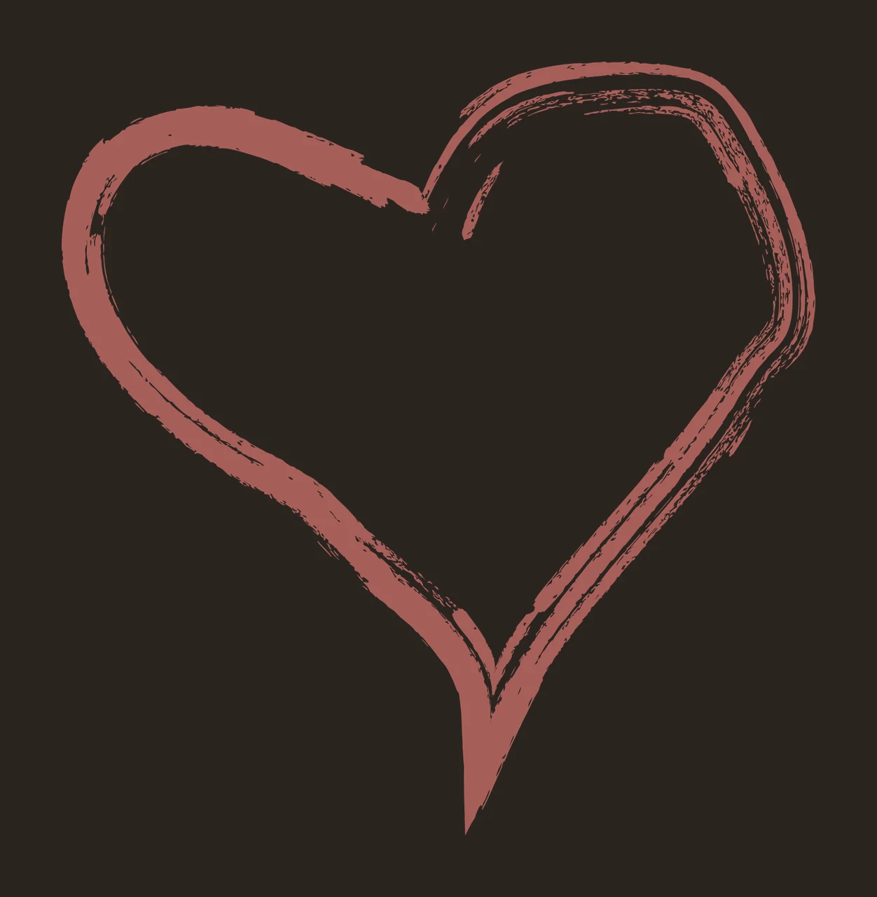 Brush Heart Outline With Textured Strokes outlined stroke black contrast preview thumbnail