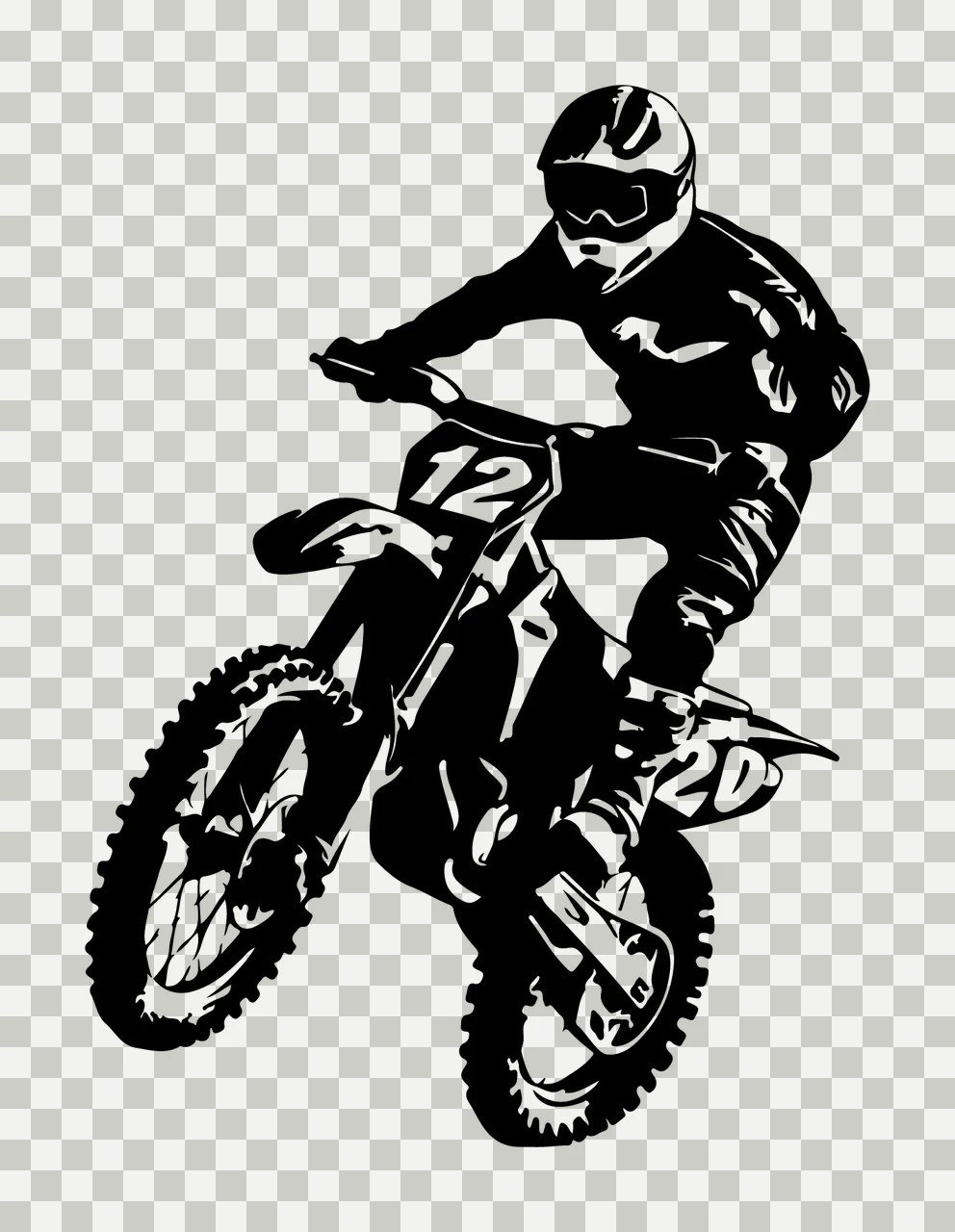 Motocross 12 20 Motorcyclist Jumping With Number Twelve motorcycle transparency and detail preview thumbnail