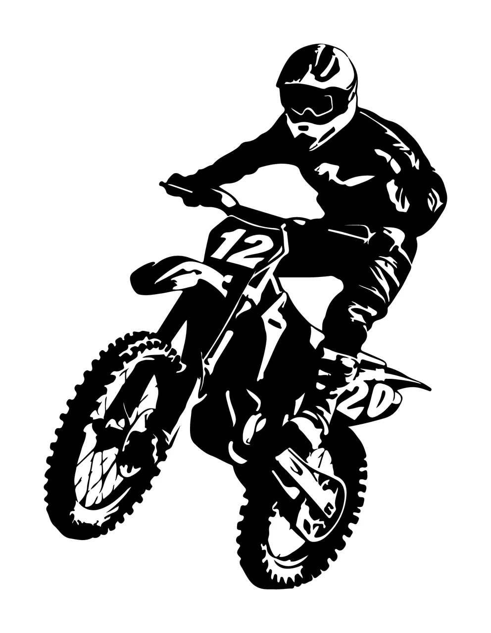 Motocross 12 20 Motorcyclist Jumping With Number Twelve motorcycle