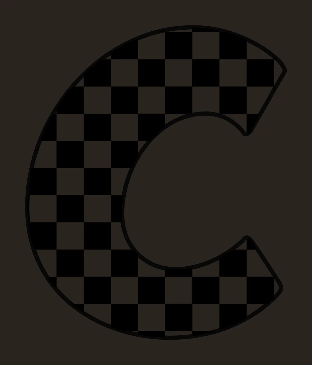 Can Glass Wrap C Letter With Checkerboard Pattern contrast preview thumbnail
