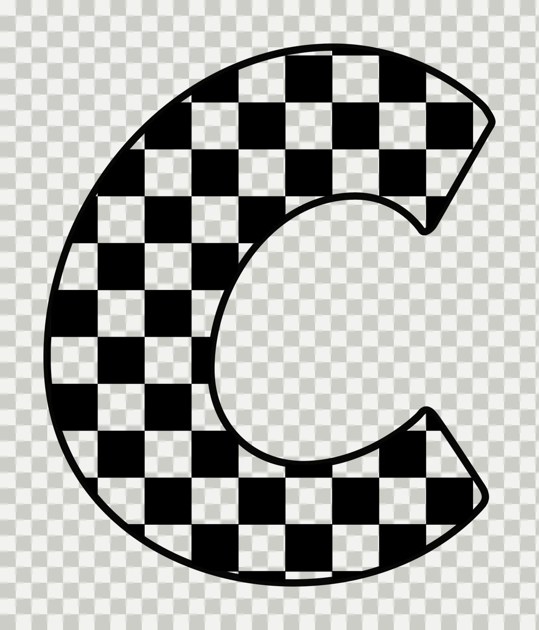Can Glass Wrap C Letter With Checkerboard Pattern transparency and detail preview thumbnail
