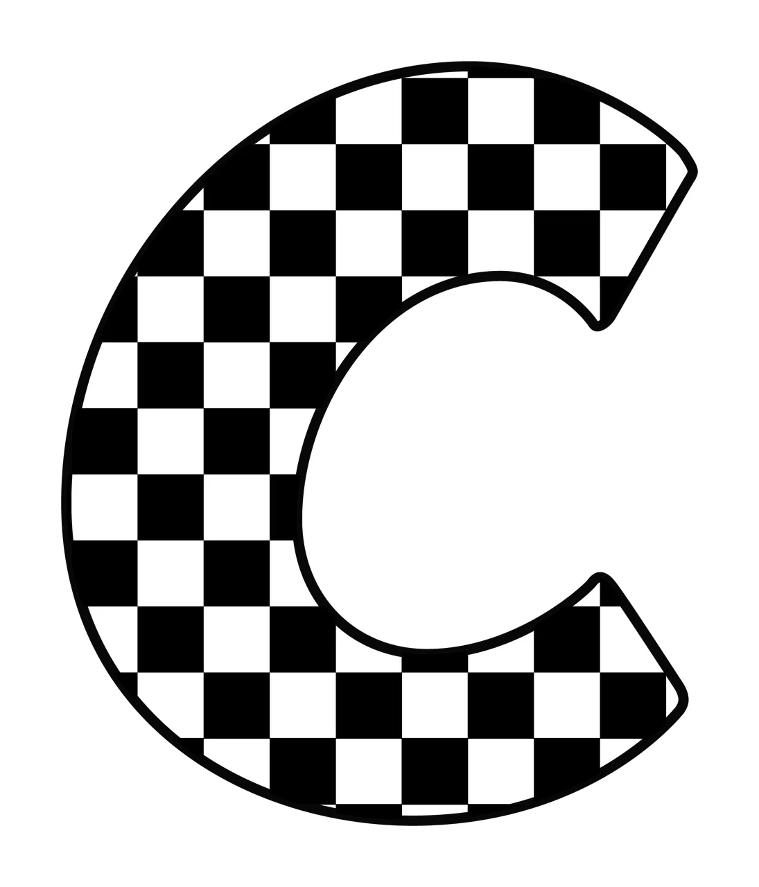 Can Glass Wrap C Letter With Checkerboard Pattern
