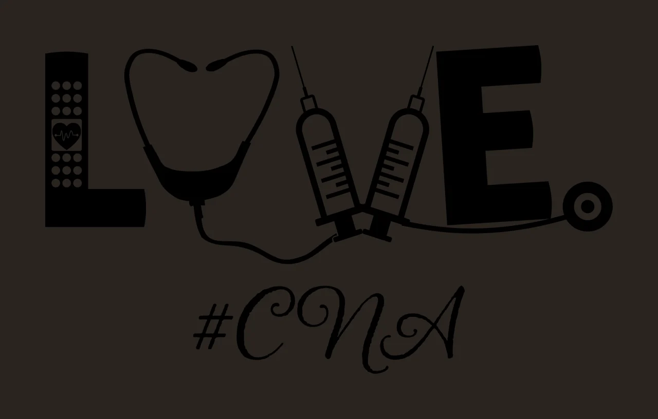 Love Cna Text With Stethoscope And Syringes Forming letters contrast preview thumbnail