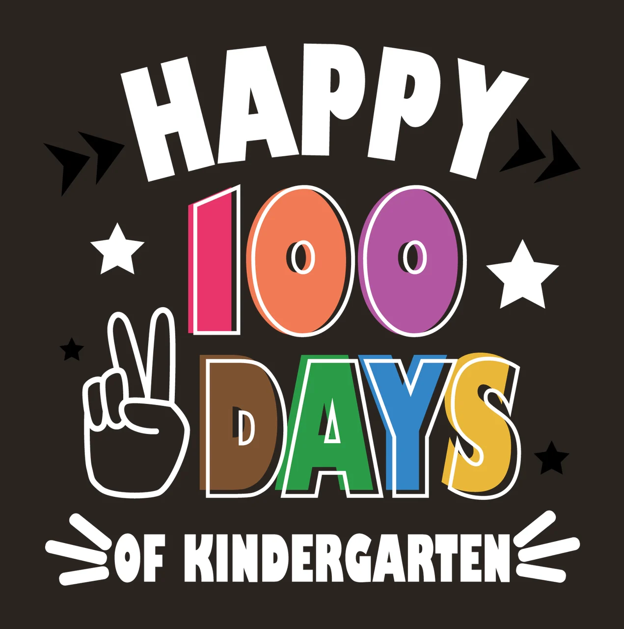 Happy 100 Days Of Kindergarten Text Variation arrows stars contrast preview thumbnail