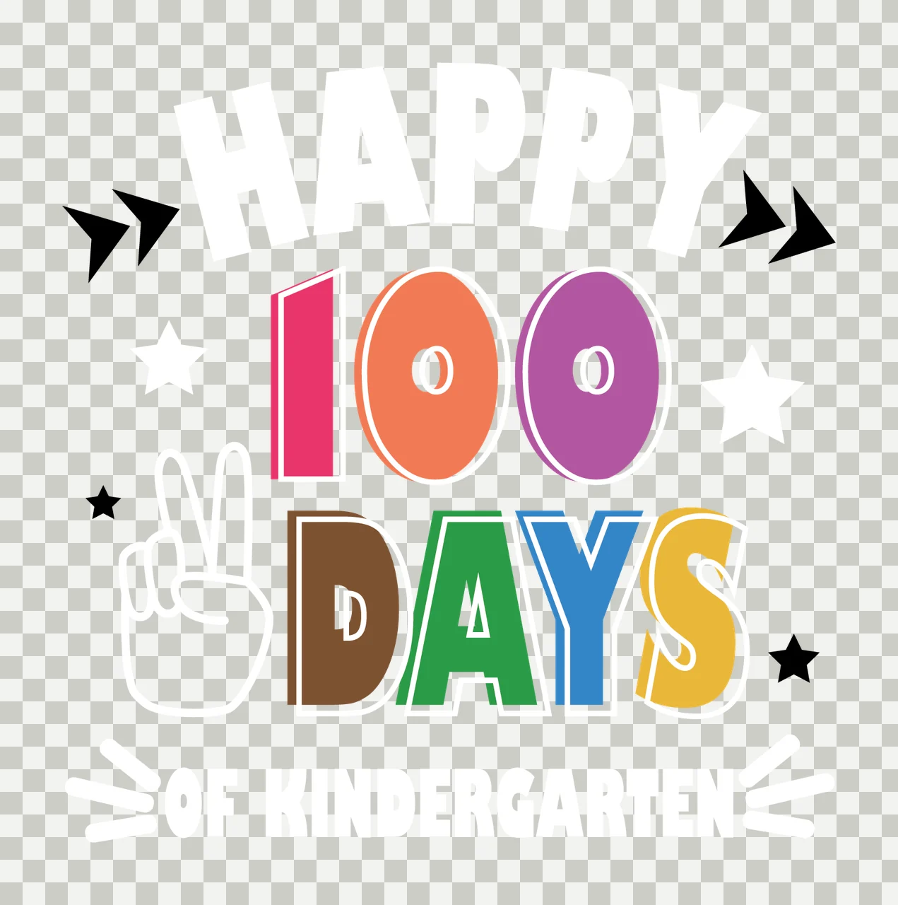 Happy 100 Days Of Kindergarten Text Variation arrows stars transparency and detail preview thumbnail