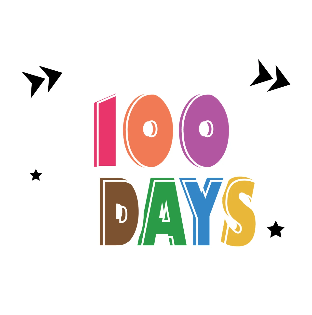 Happy 100 Days Of Kindergarten Text Variation arrows stars