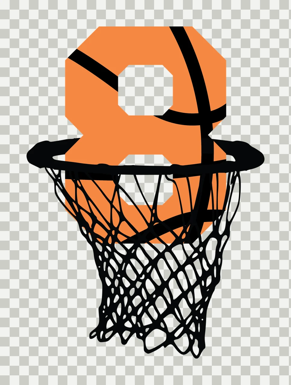 Basketball Number 8 Black Silhouette Of Eight Inside hoop net transparency and detail preview thumbnail