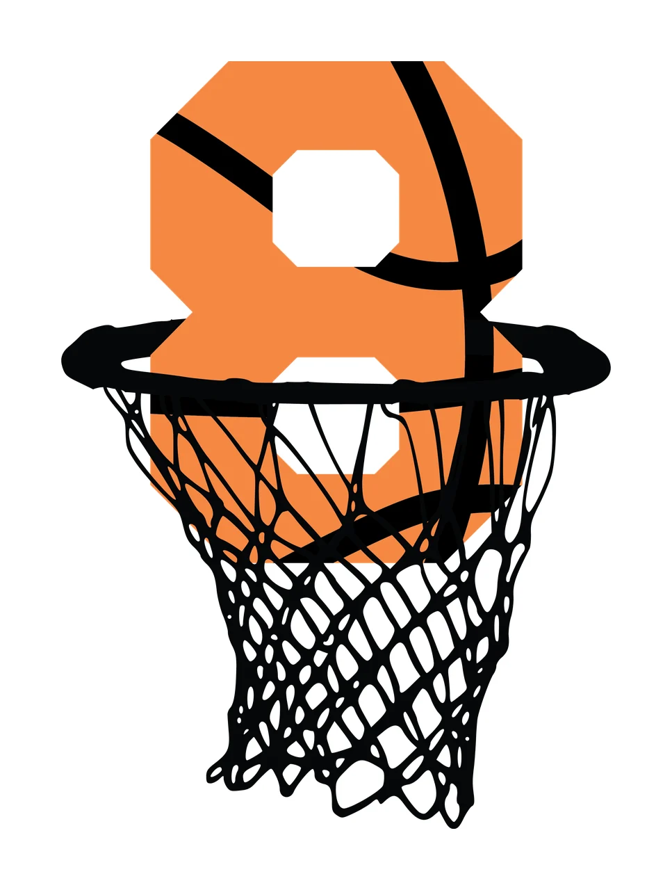 Basketball Number 8 Black Silhouette Of Eight Inside hoop net