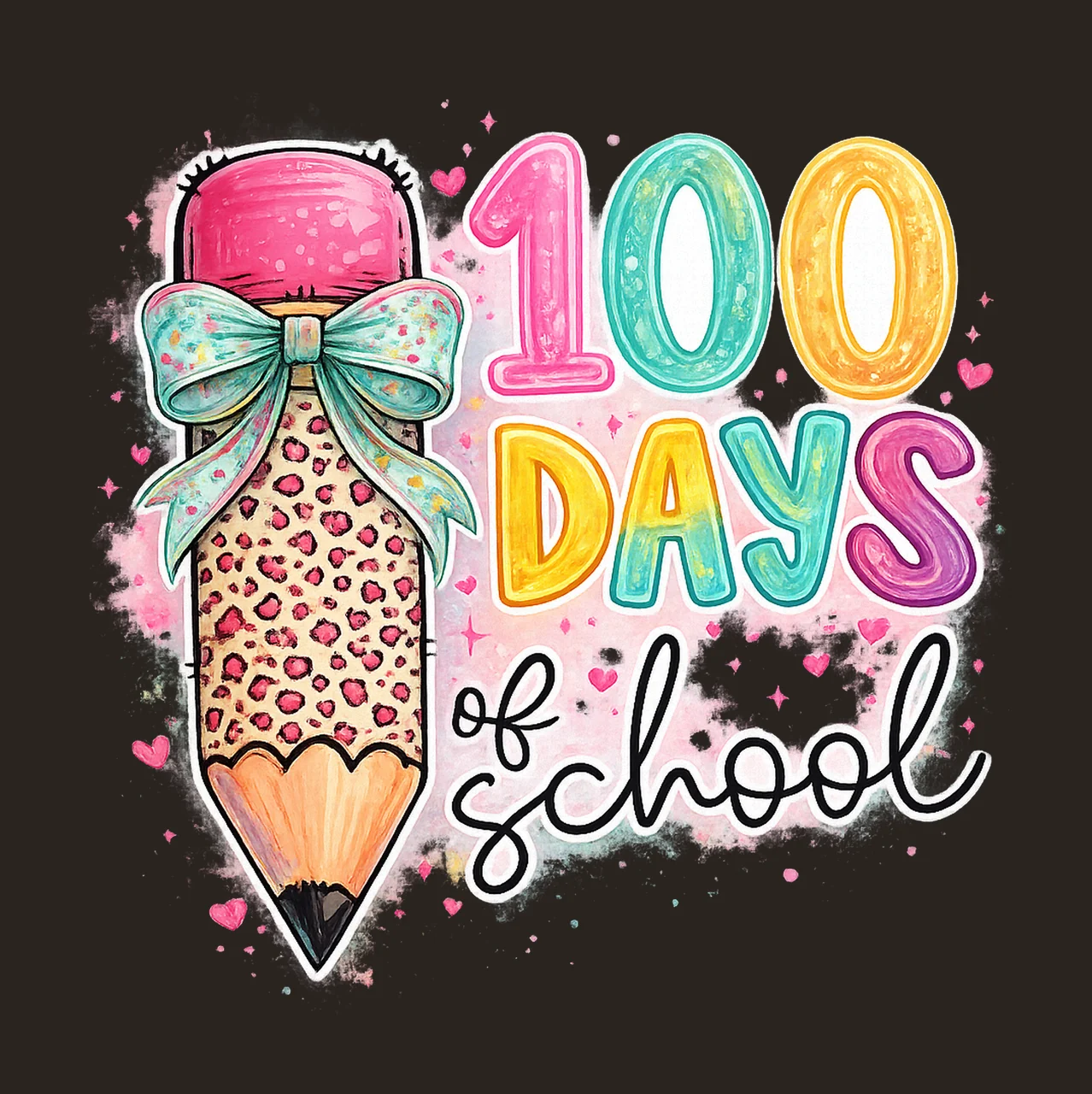 100 Days of School Coquette Bow Pencil Preppy Teacher Shirt contrast preview thumbnail