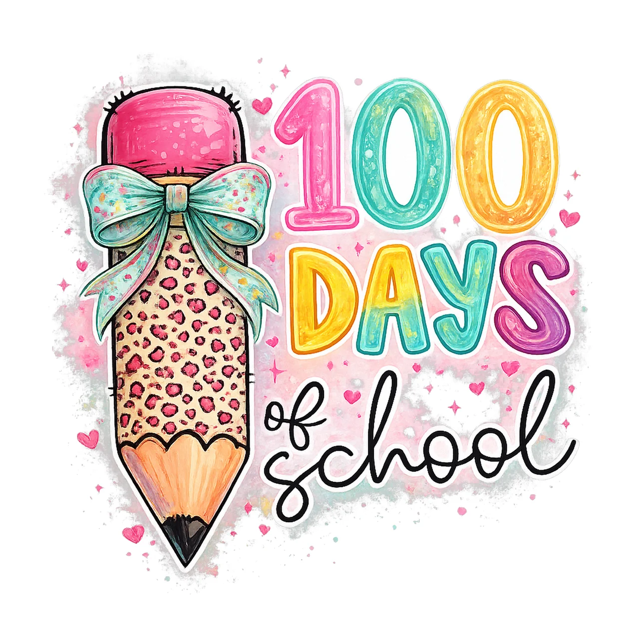 100 Days of School Coquette Bow Pencil Preppy Teacher Shirt