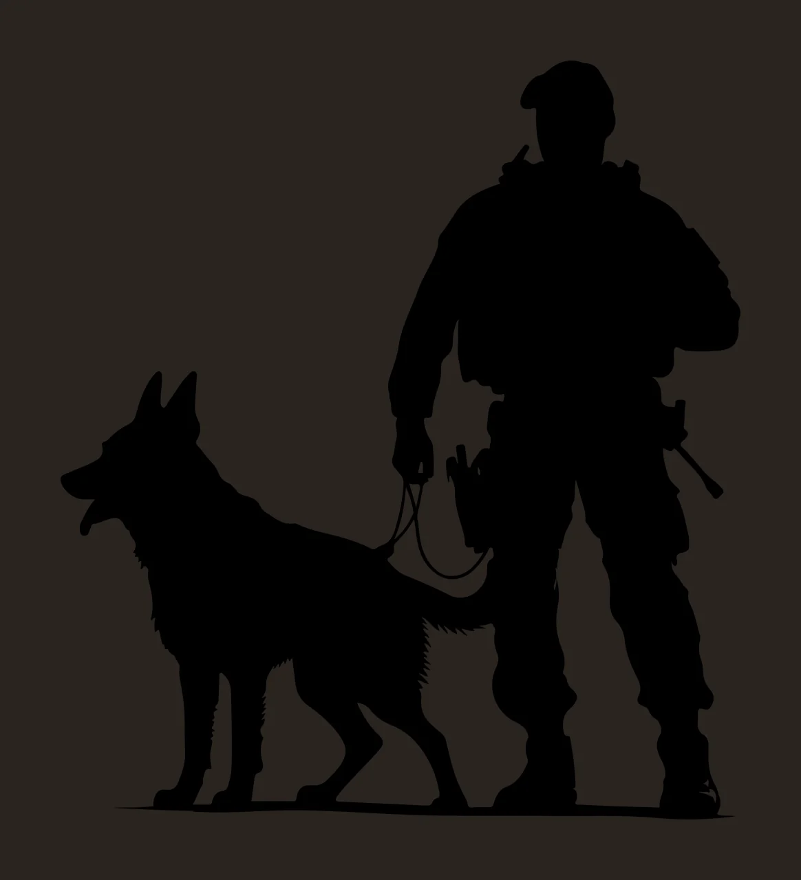 Dog Uniformed Individual With German Shepherd standing leash contrast preview thumbnail