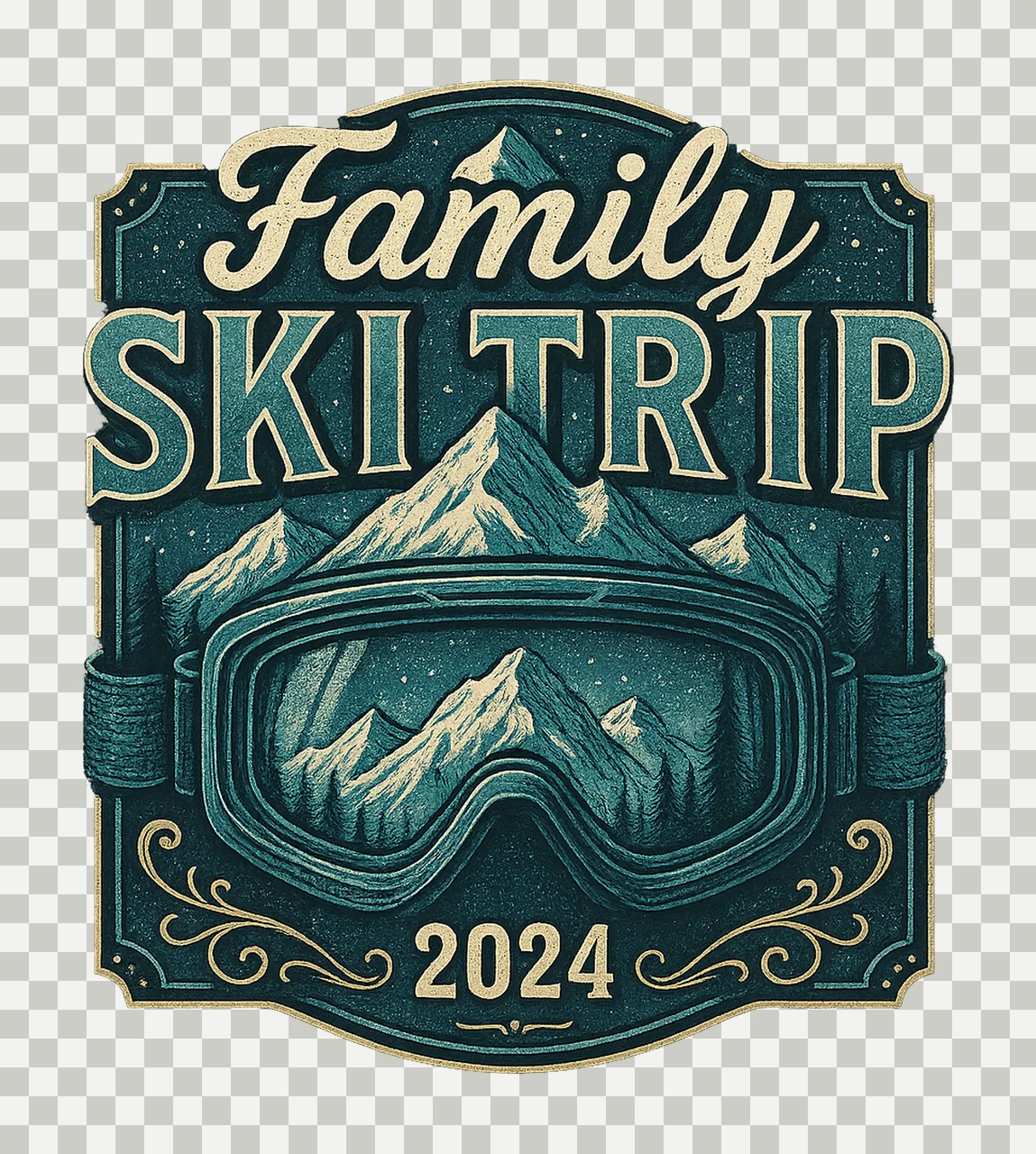 Skiing Family Trip 2024 Funny Skiing Design Custom Name Ski transparency and detail preview thumbnail