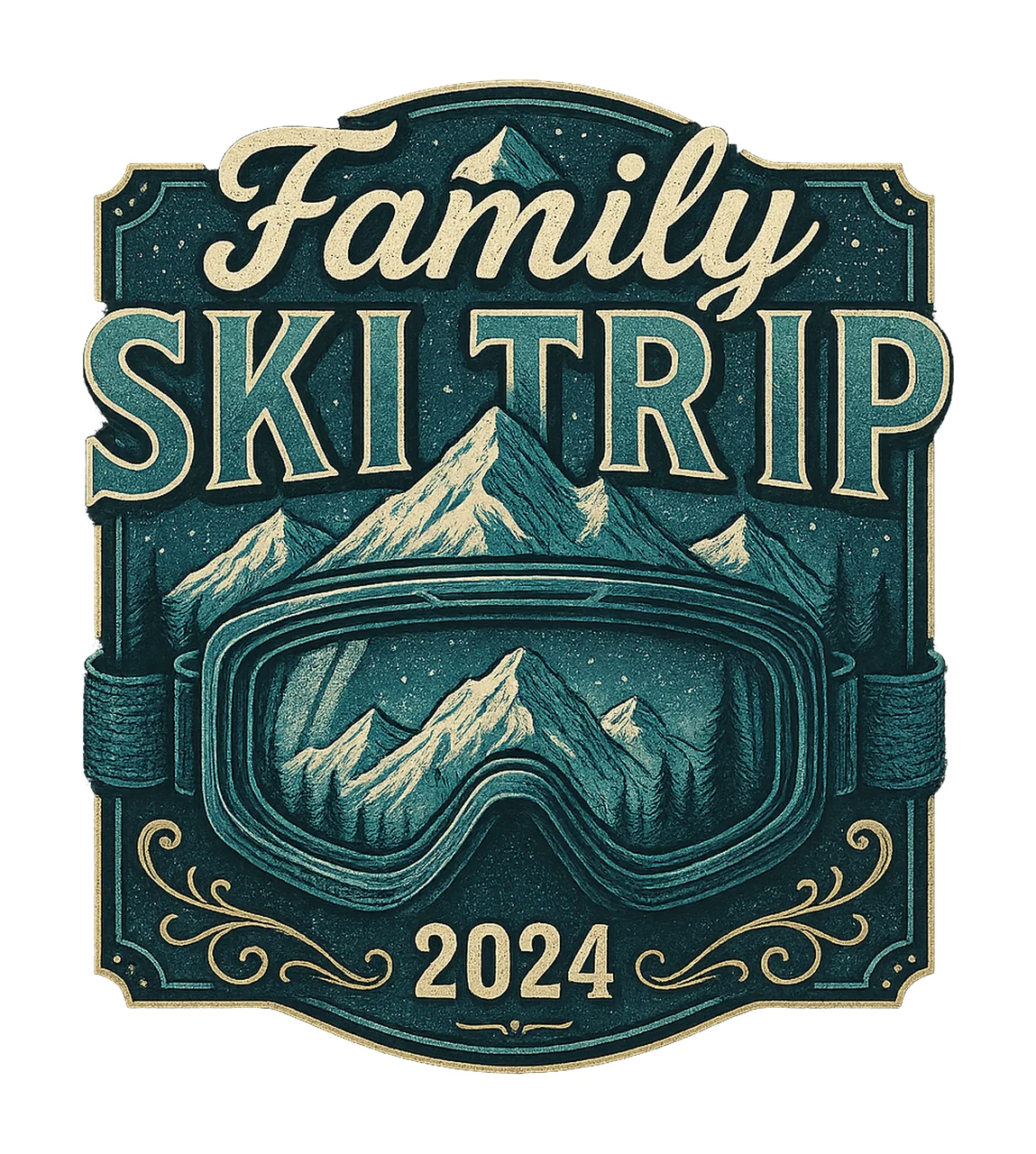 Skiing Family Trip 2024 Funny Skiing Design Custom Name Ski