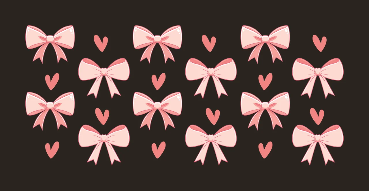 Bow Can Glass Wrap Ribbon Bows And Small repeating hearts minimalist contrast preview thumbnail