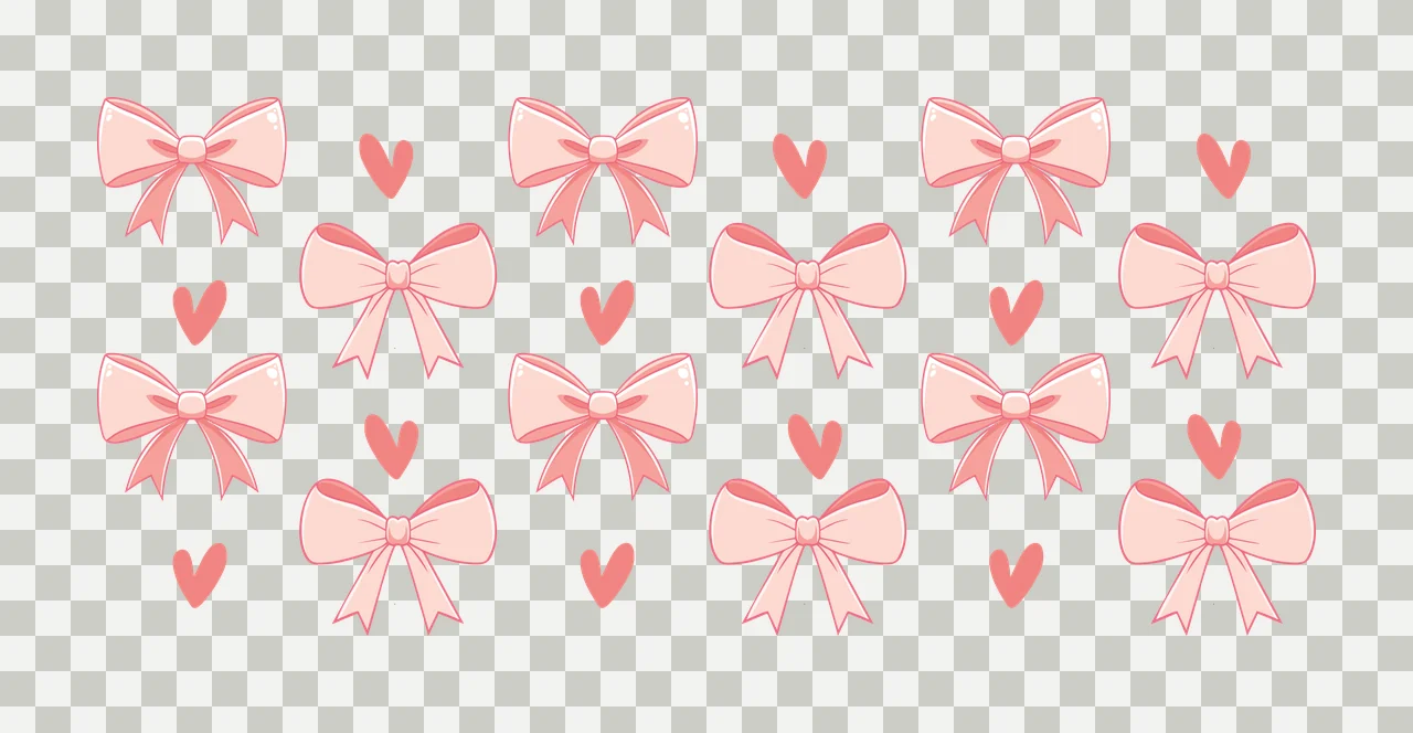 Bow Can Glass Wrap Ribbon Bows And Small repeating hearts minimalist transparency and detail preview thumbnail