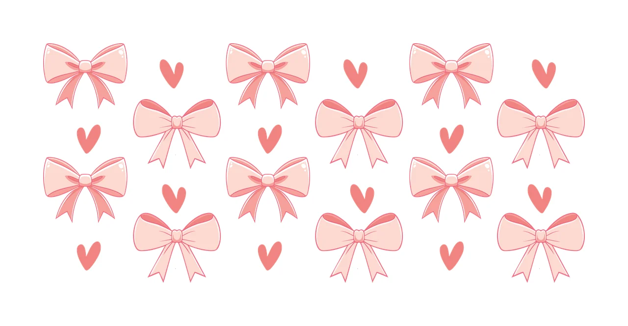 Bow Can Glass Wrap Ribbon Bows And Small repeating hearts minimalist