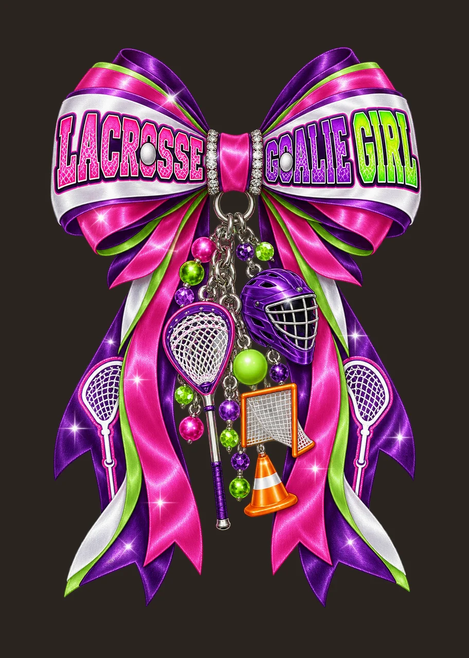 Lacrosse Goalie Girl Bow Charm PNG, Coquette Ribbon Sublimation, Transparent Digital Download contrast preview thumbnail