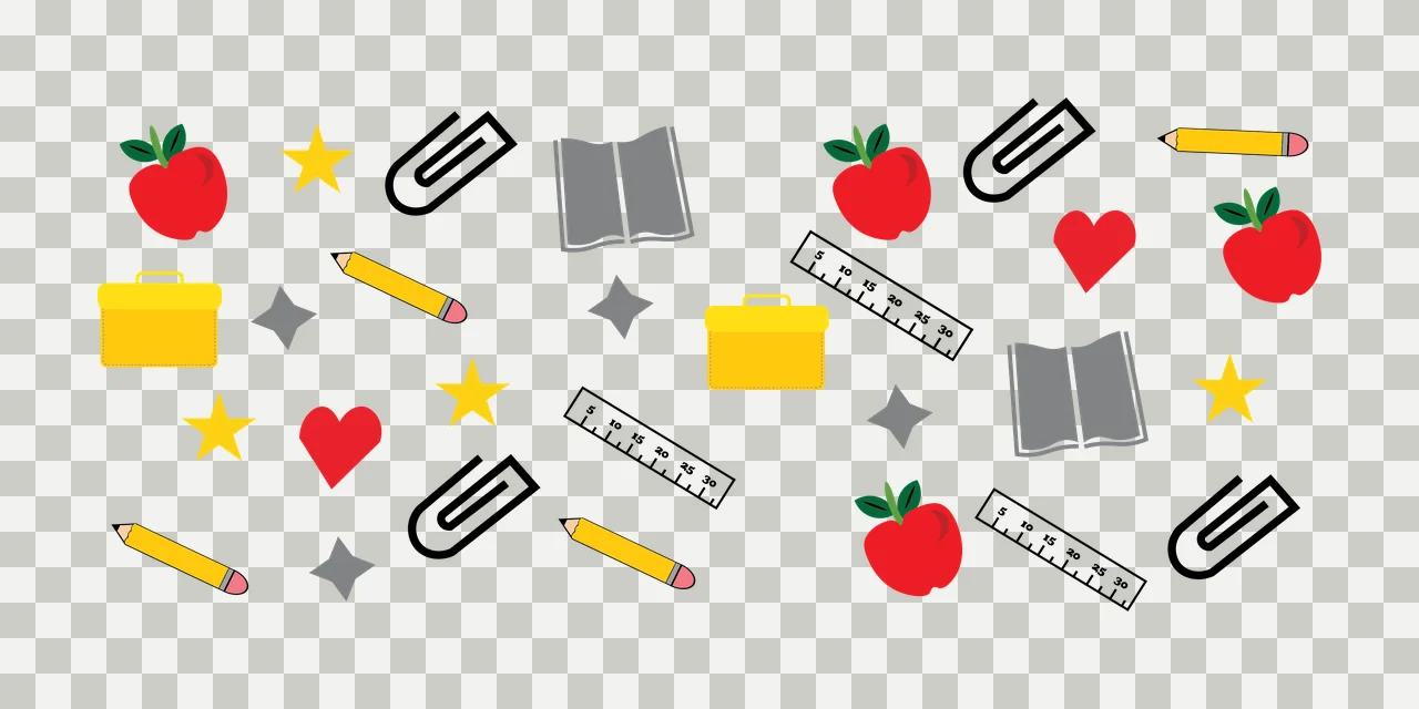 Can Glass Wrap School Supplies Icons Pattern Arranged apple transparency and detail preview thumbnail