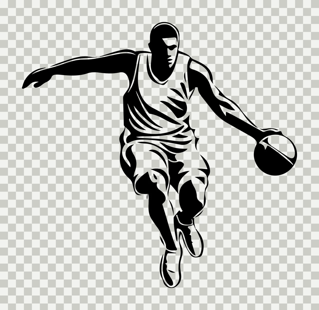 Player Basketball Dribbling Ball Silhouette Illustration person transparency and detail preview thumbnail