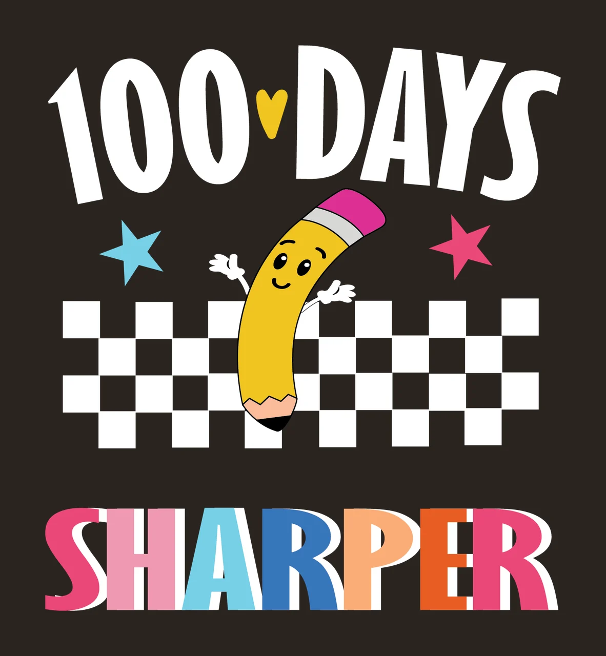 100 Days Sharper Text With Checkerboard stars character black contrast preview thumbnail