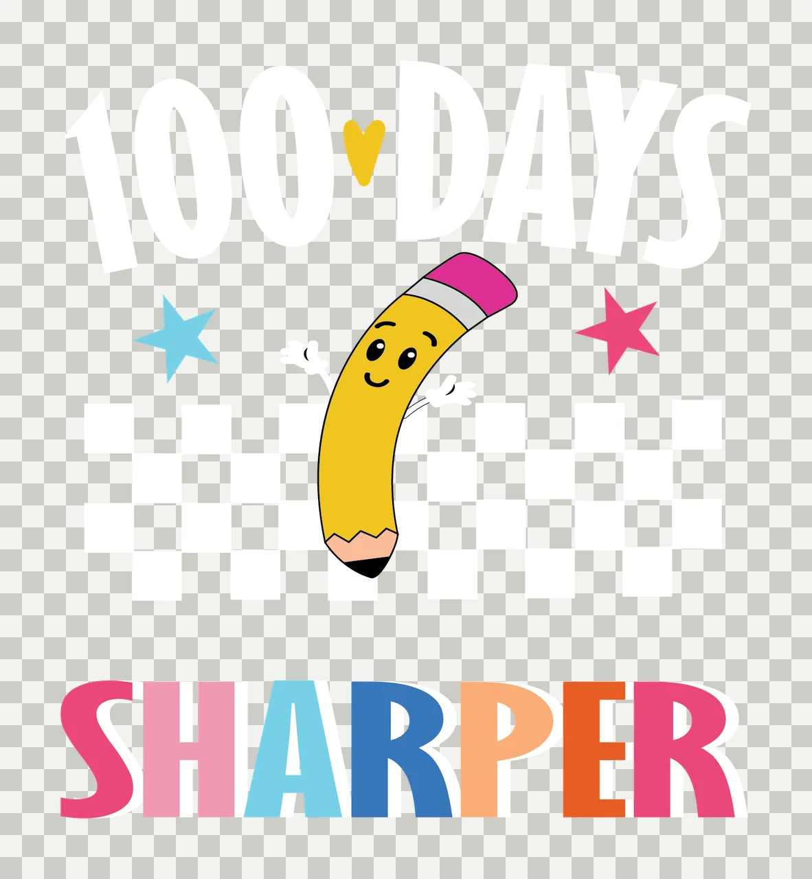 100 Days Sharper Text With Checkerboard stars character black transparency and detail preview thumbnail