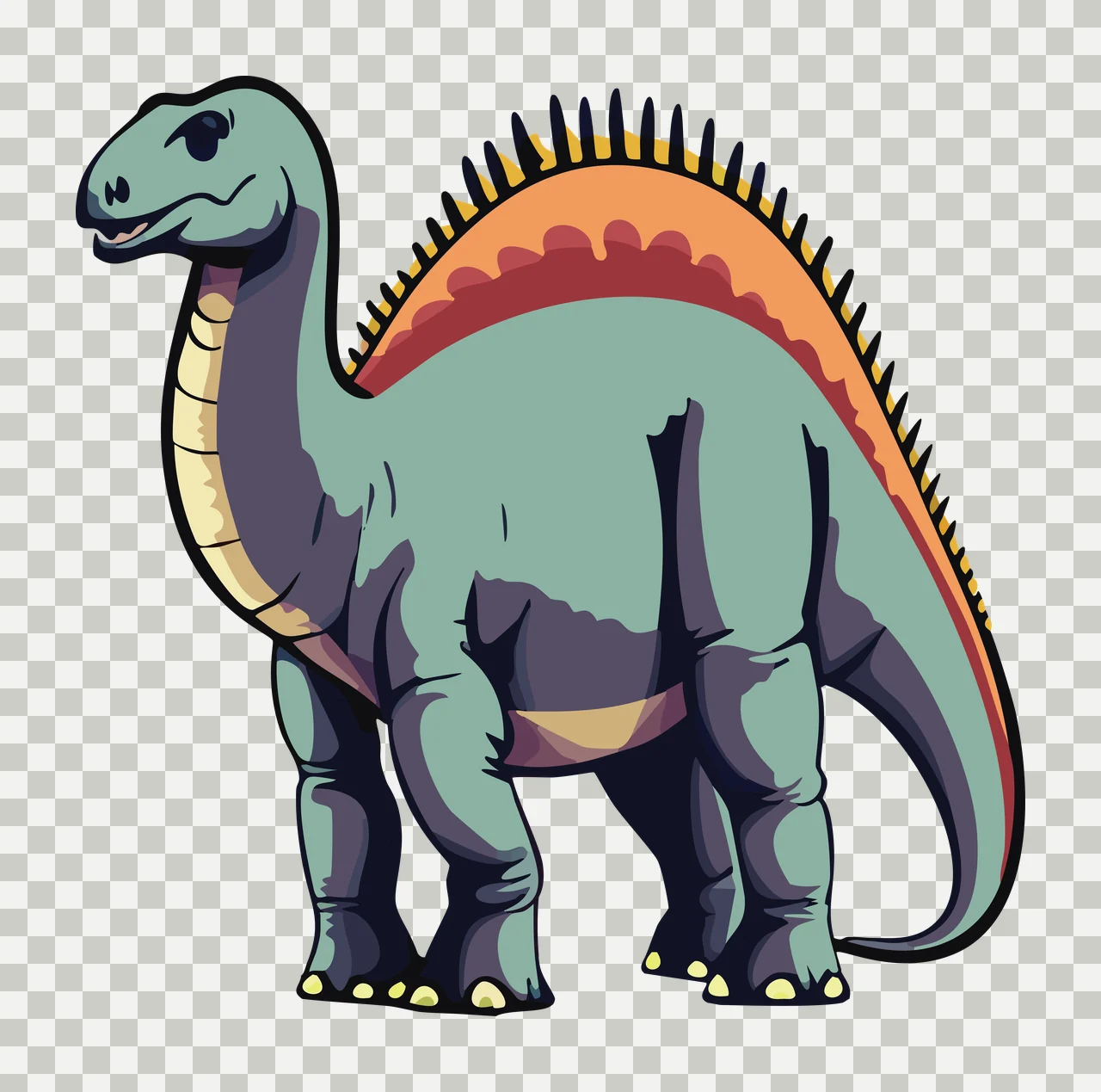 Dinosaur Sturdy Spined Graphic Silhouette standing spine fins transparency and detail preview thumbnail