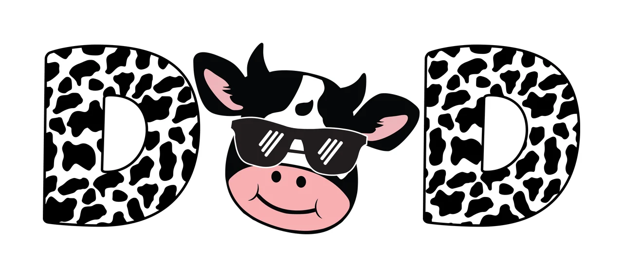 Cow D D Two Letters With Print letter head silhouette black