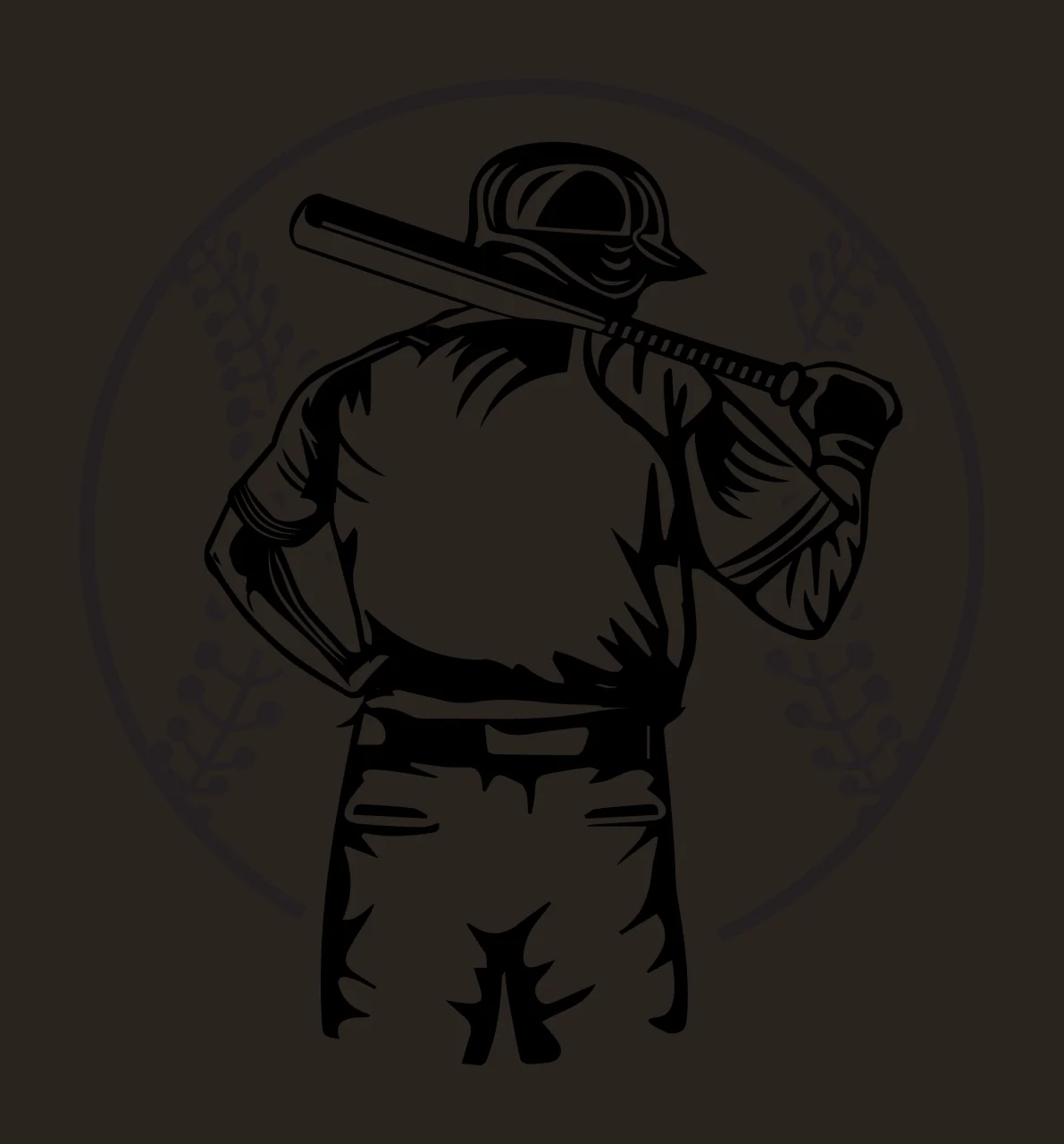Baseball Player Circle Holding Bat Standing In Front black and white contrast preview thumbnail