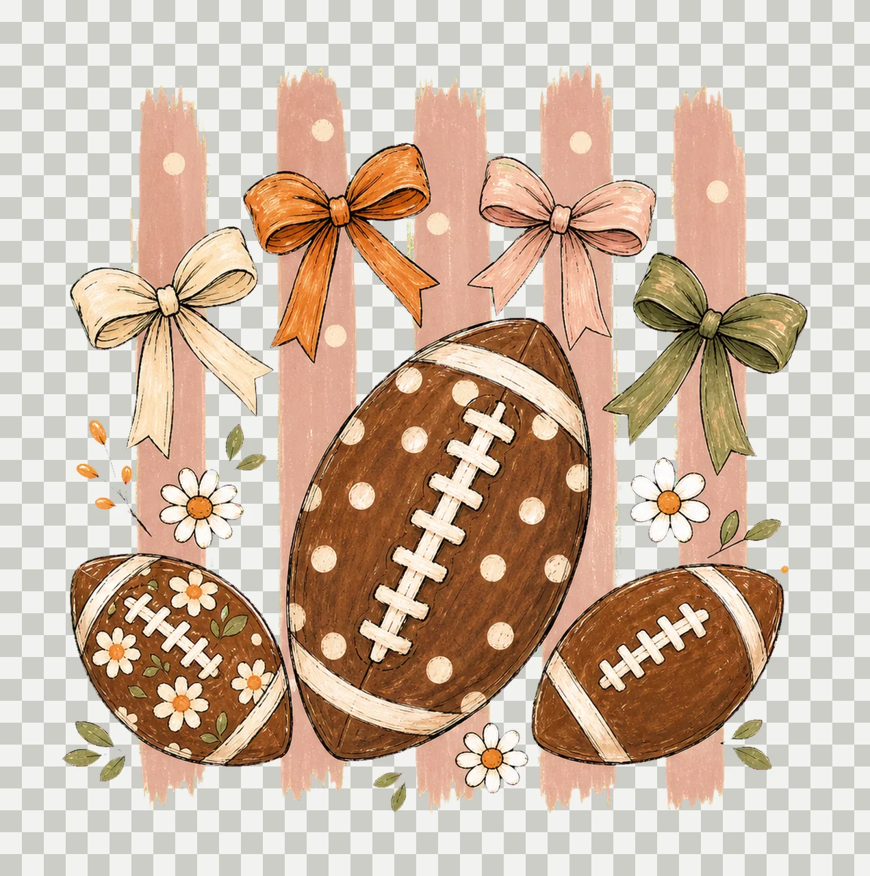 Striped Football Polka Dot Bows sublimation Variation C transparency and detail preview thumbnail