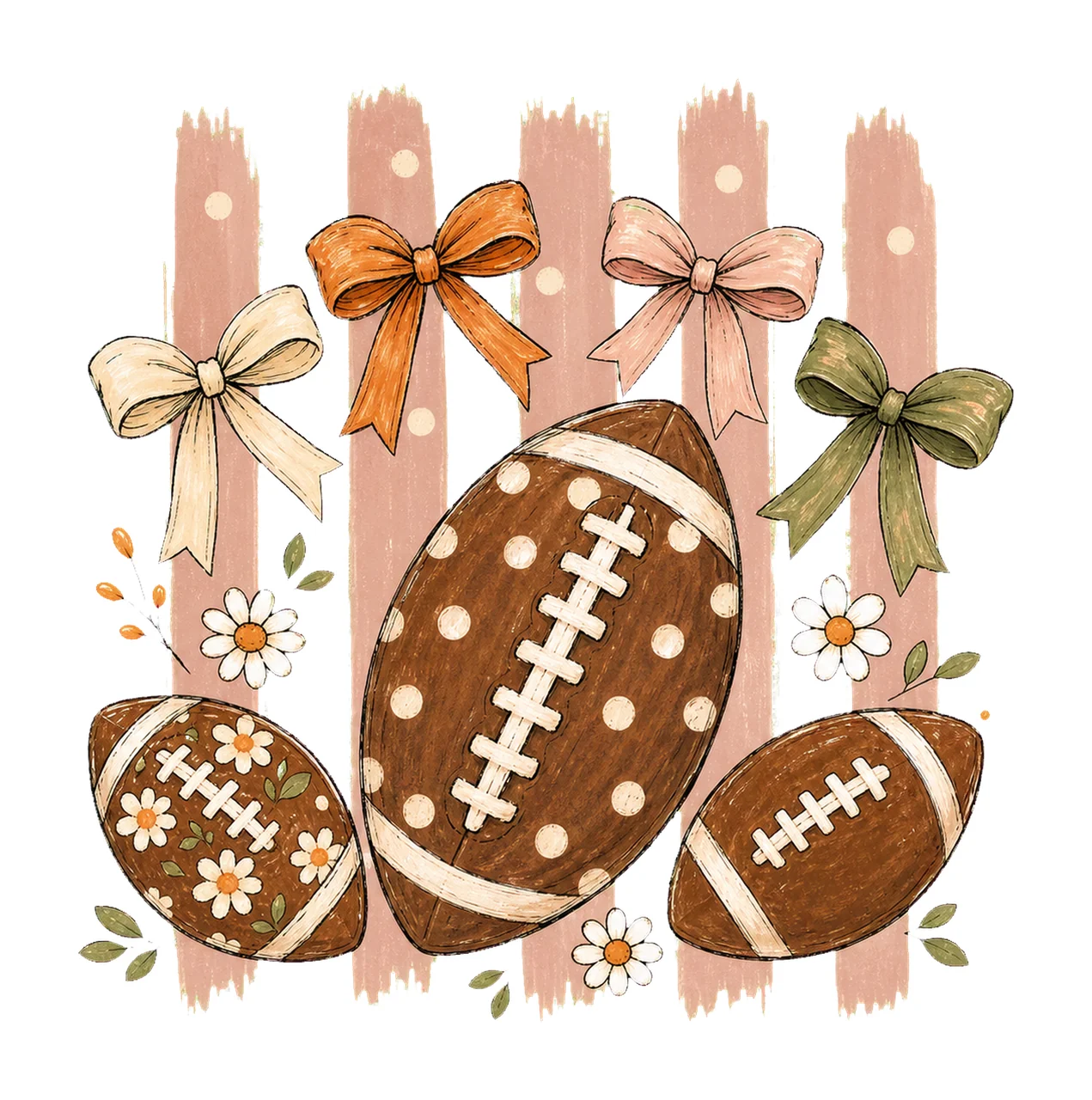 Striped Football Polka Dot Bows sublimation Variation C