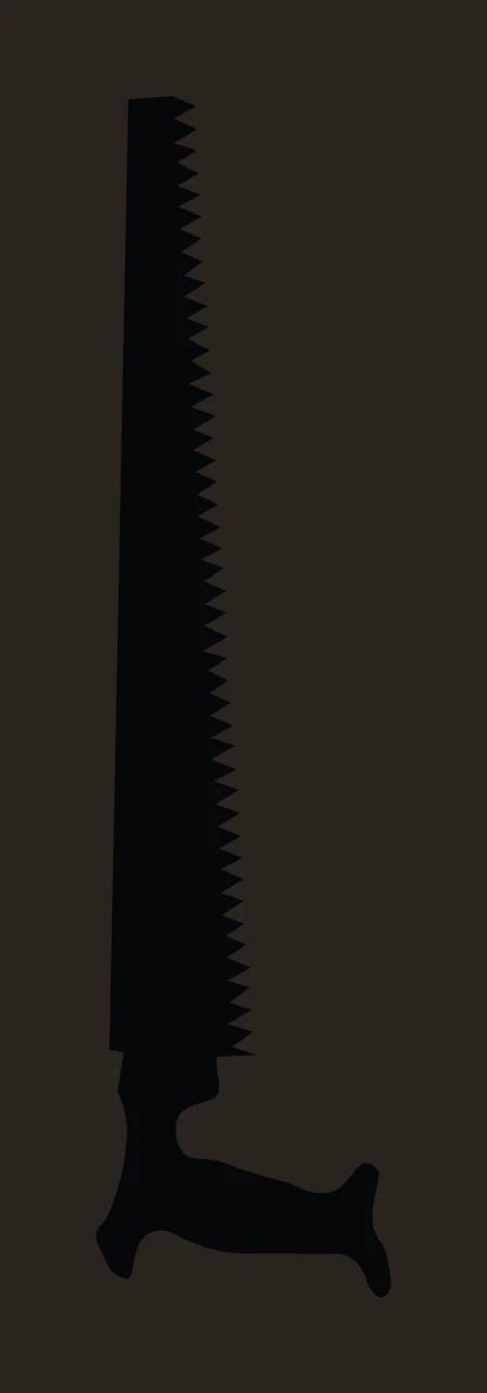 Vertical Hand Saw With A Serrated Blade handle silhouette black contrast preview thumbnail