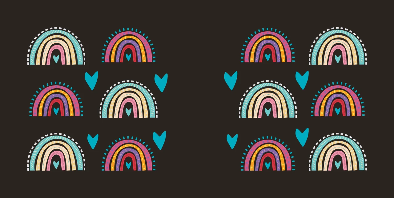 Rainbow Can Glass Wrap And Heart Line Patterns repeated black contrast preview thumbnail
