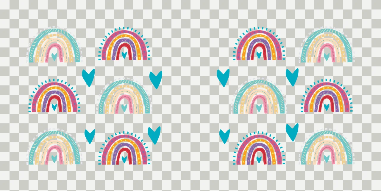 Rainbow Can Glass Wrap And Heart Line Patterns repeated black transparency and detail preview thumbnail