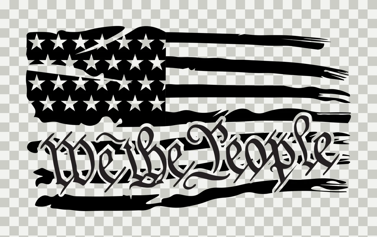 We The People Distressed Flag Monochrome stars stripes black transparency and detail preview thumbnail