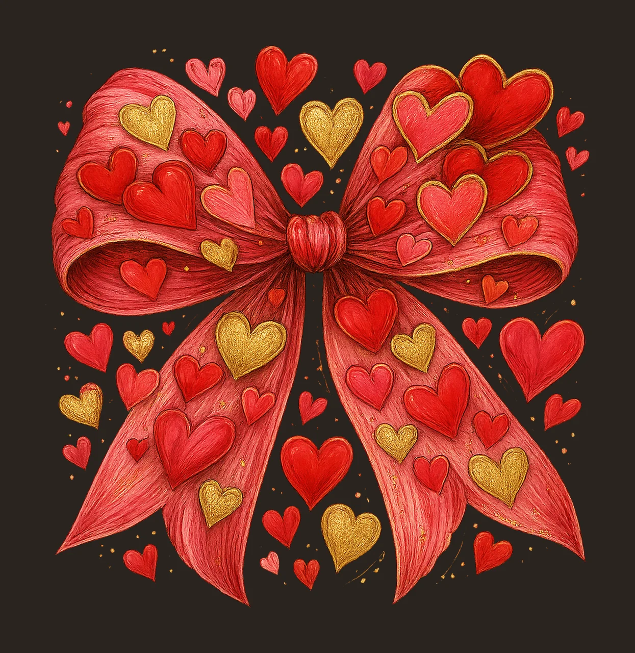 Valentines Day Coquette Bow Retro Heart Design Variation A contrast preview thumbnail