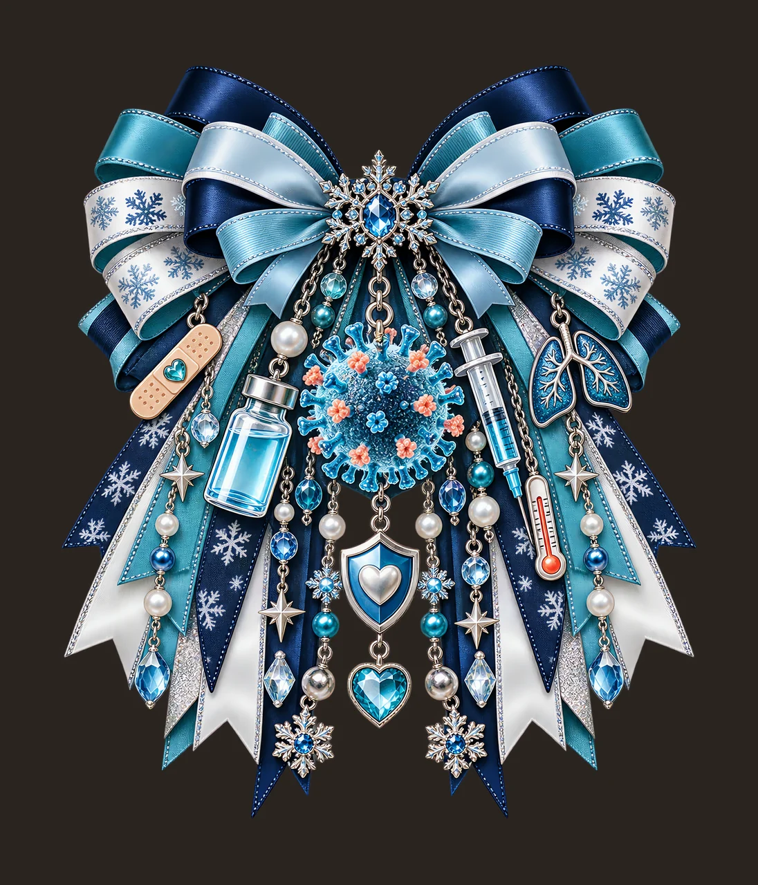 Influenza Vaccination Awareness PNG, Syringe and Vaccine Vial Coquette Bow, No Text Sublimation Clipart, Transparent Digital Download contrast preview thumbnail