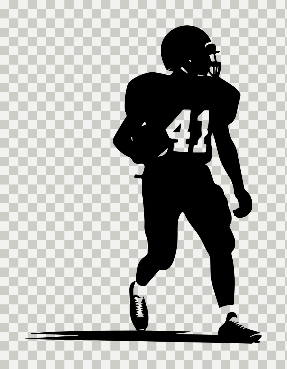 Football Player 41 Black Silhouette Running helmet uniform transparency and detail preview thumbnail