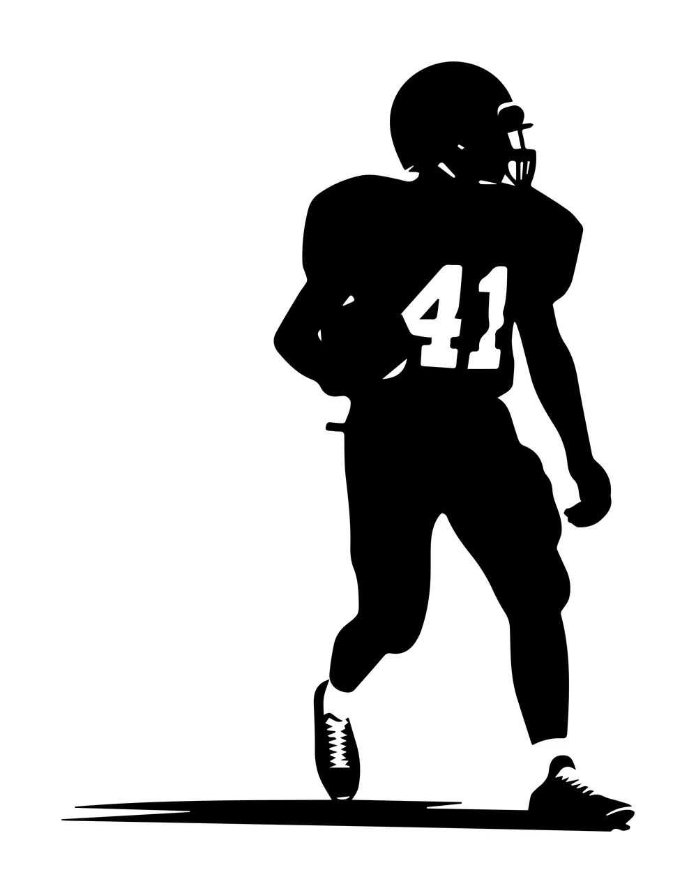 Football Player 41 Black Silhouette Running helmet uniform