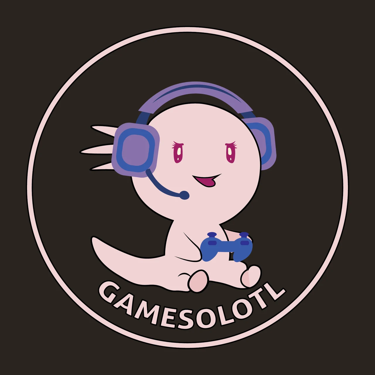 Gamesolotl Creature In Headphones Logo circle minimalist black contrast preview thumbnail