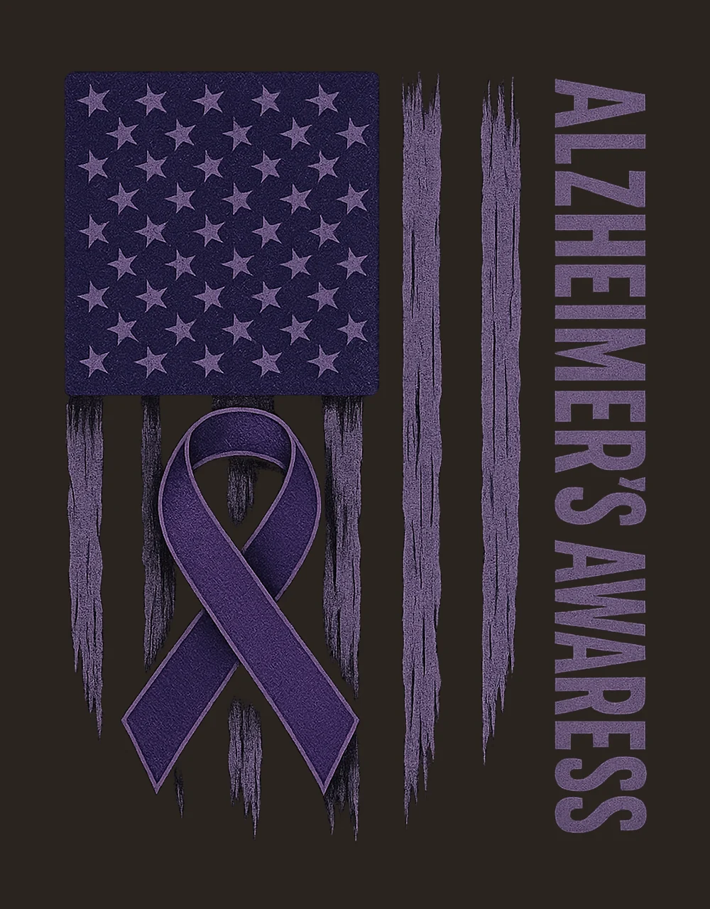 Alzheimers Awareness Ribbon Alzheimer Warrior Support Purple contrast preview thumbnail