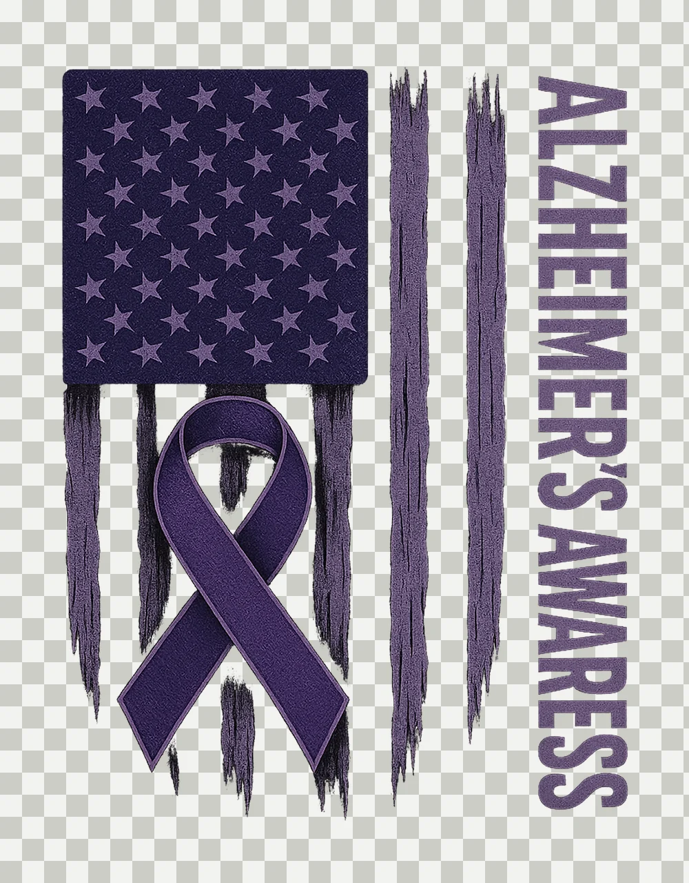 Alzheimers Awareness Ribbon Alzheimer Warrior Support Purple transparency and detail preview thumbnail