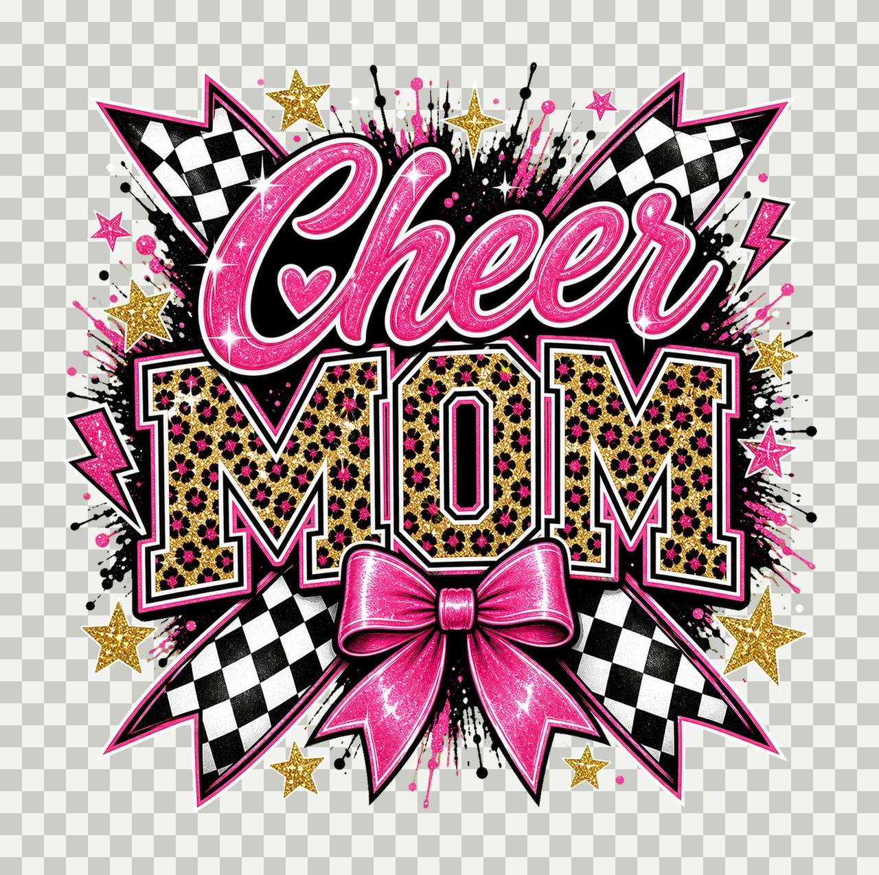 Checkered Coquette Cheer Mom Cheerleader Team Variation D transparency and detail preview thumbnail