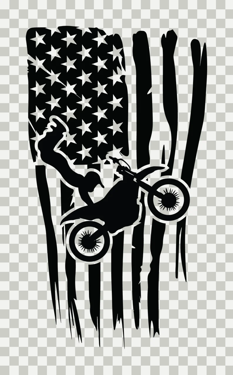 Motocross Rider On American Flag Background jumping bike distressed transparency and detail preview thumbnail