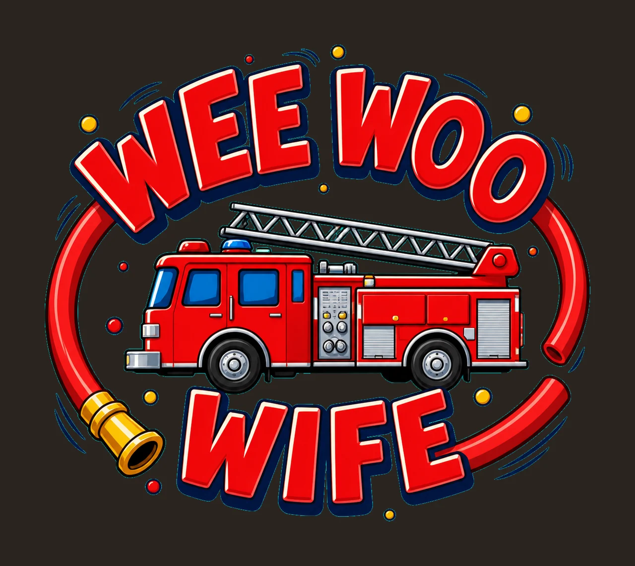 Wee Woo Wife Firefighter Wife Sublimation Design Red Ladder contrast preview thumbnail