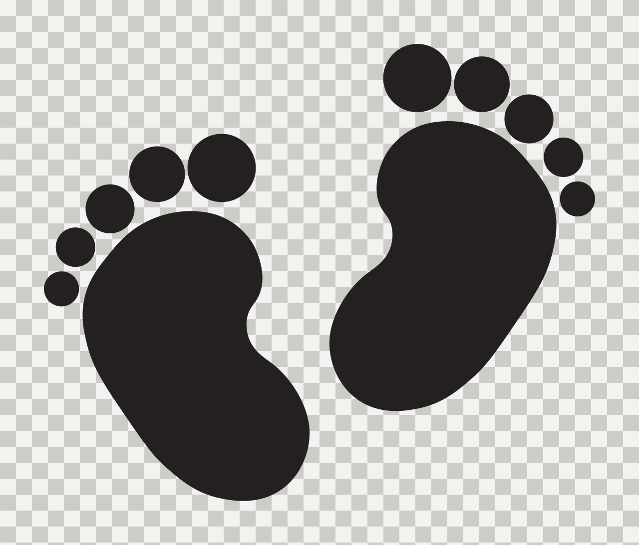 Feet Pair Of Baby Footprints Black Graphic white silhouette transparency and detail preview thumbnail