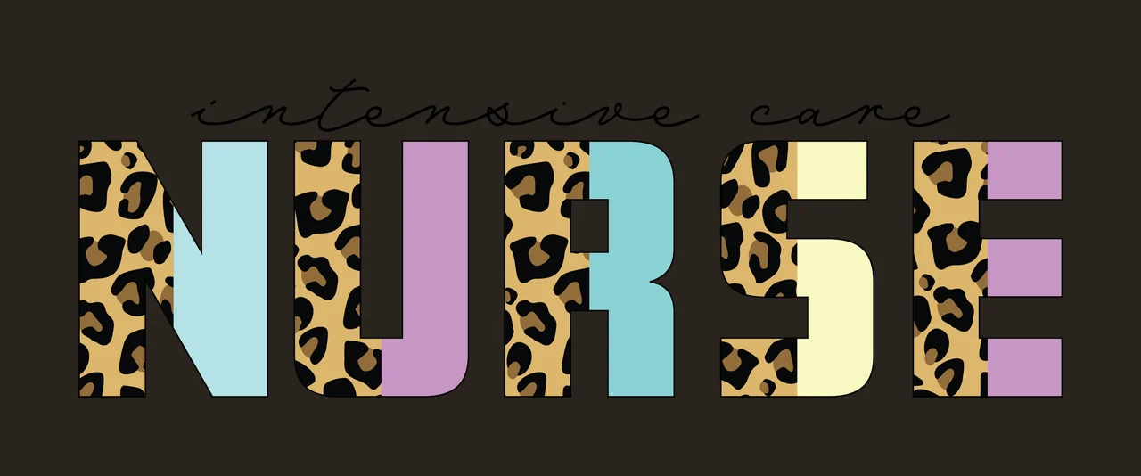 Intensive Care Nurse Text With Pattern black white isolated contrast preview thumbnail