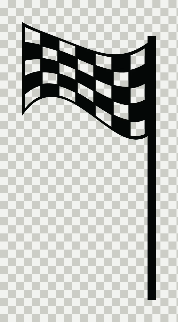 Black And White Checkered Finish Line Flag waving pole checkerboard transparency and detail preview thumbnail